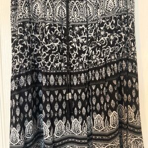 Westport Black and White Paisley Print Maxi Skirt